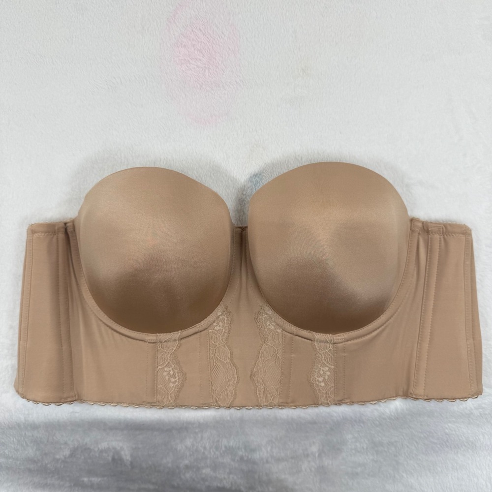 Parfait‎ Strapless Bra Size 42D Beige Lace Detail Comfortable Support